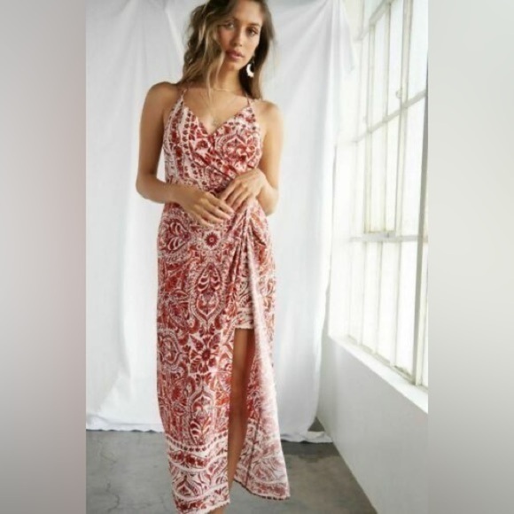 3/$30 _ FOREVER 21 | maxi  paisley rust color Sleeveless Dress Wrap - large - Picture 1 of 11